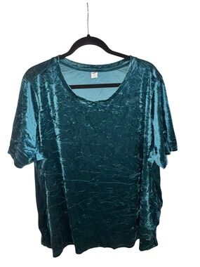 Old Navy Teal Velvet Short Sleeve Top